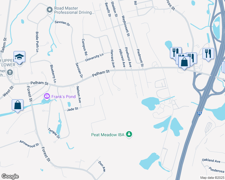 map of restaurants, bars, coffee shops, grocery stores, and more near 25 Lexington Avenue in Methuen