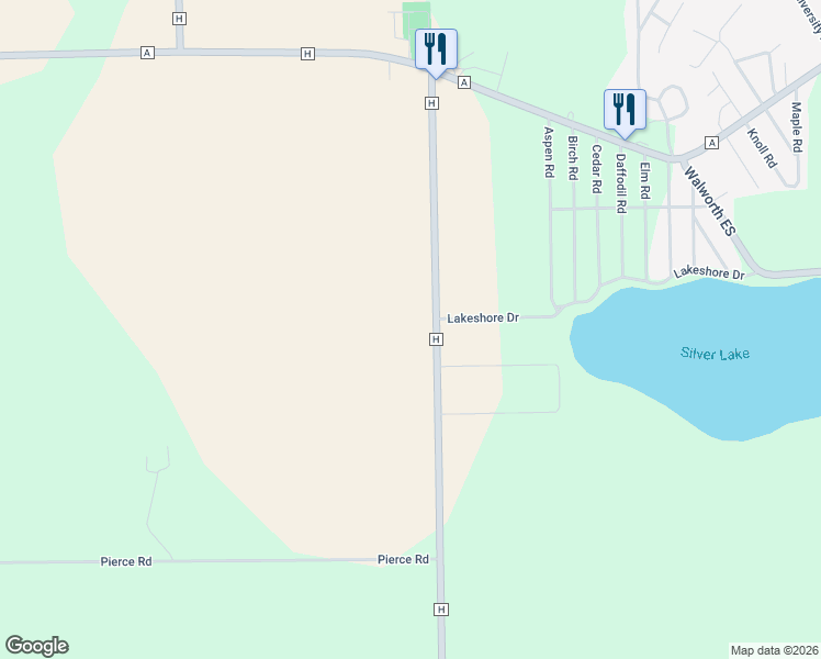 map of restaurants, bars, coffee shops, grocery stores, and more near 6501 County Highway H in Elkhorn