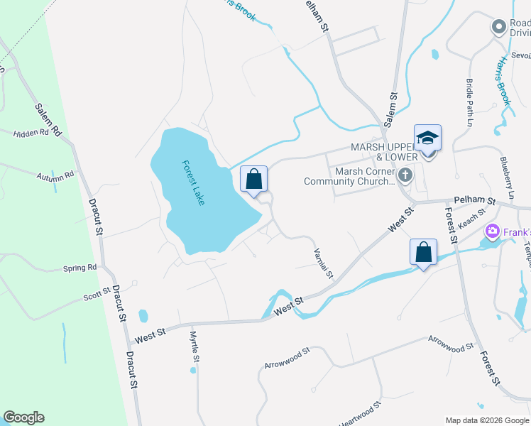 map of restaurants, bars, coffee shops, grocery stores, and more near 1 1st Avenue in Methuen