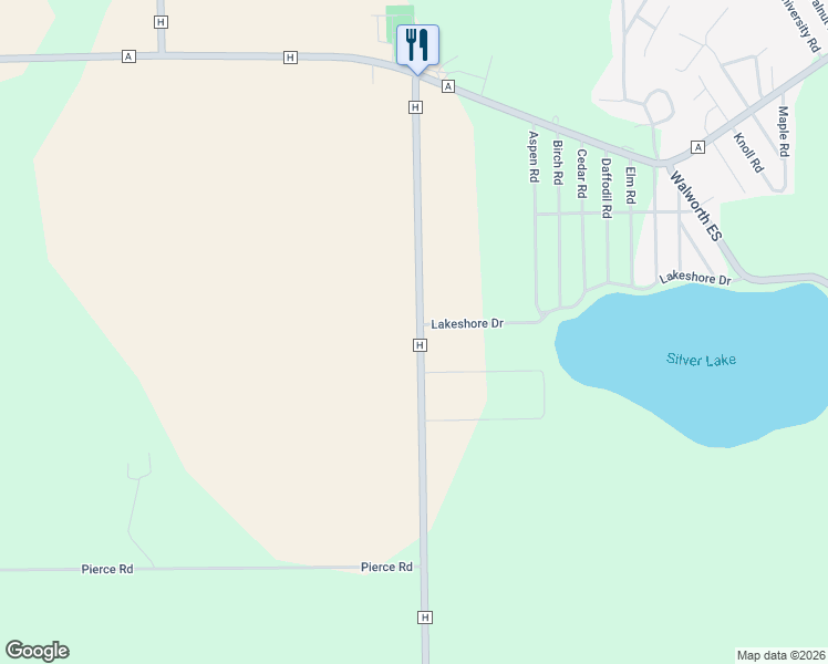 map of restaurants, bars, coffee shops, grocery stores, and more near 6501 County Highway H in Elkhorn