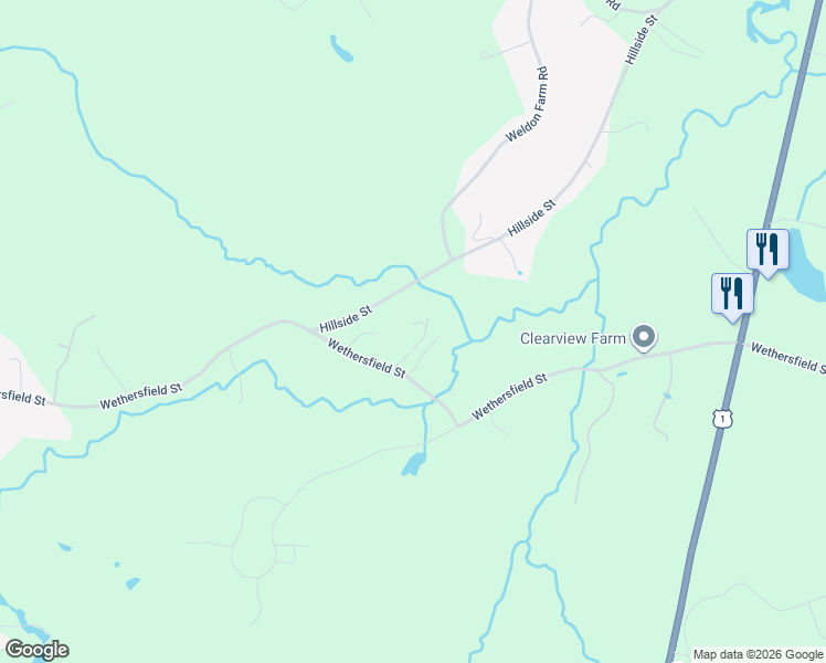 map of restaurants, bars, coffee shops, grocery stores, and more near 439 Wethersfield Street in Rowley