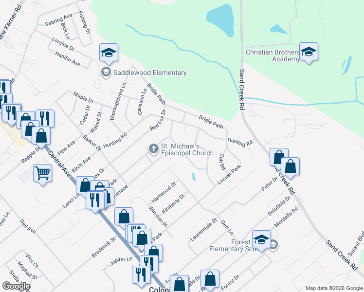 map of restaurants, bars, coffee shops, grocery stores, and more near 21 Tattersall Lane in Colonie