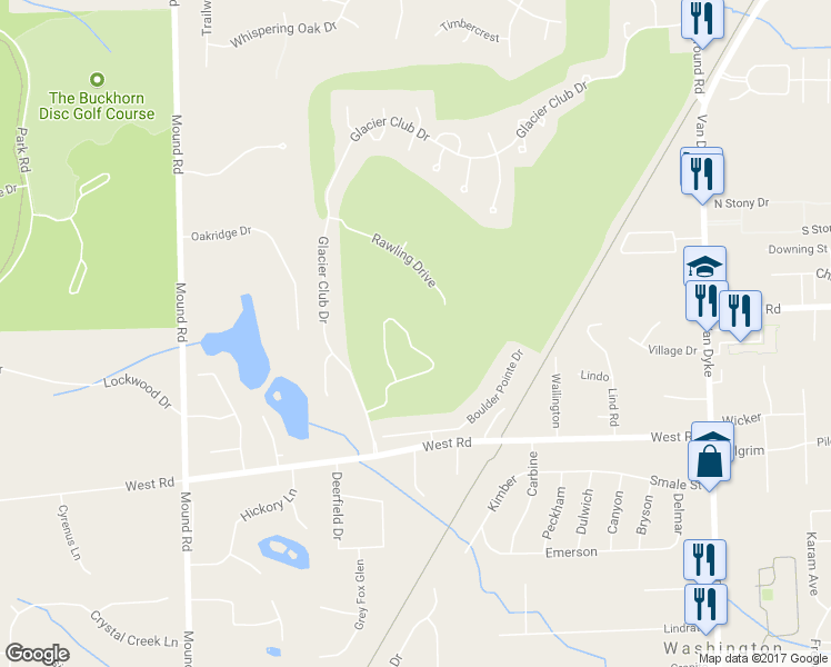 map of restaurants, bars, coffee shops, grocery stores, and more near 58864 Valley View Drive in Washington