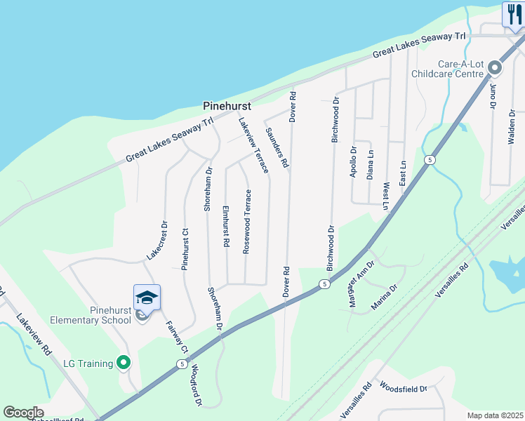 map of restaurants, bars, coffee shops, grocery stores, and more near 5862 Lakeview Terrace in Lake View