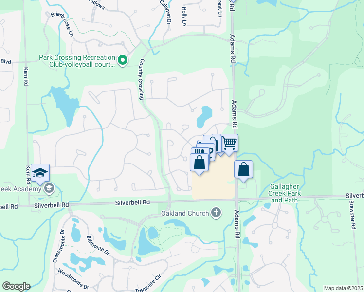 map of restaurants, bars, coffee shops, grocery stores, and more near 3215 Silverbrook Drive in Rochester Hills