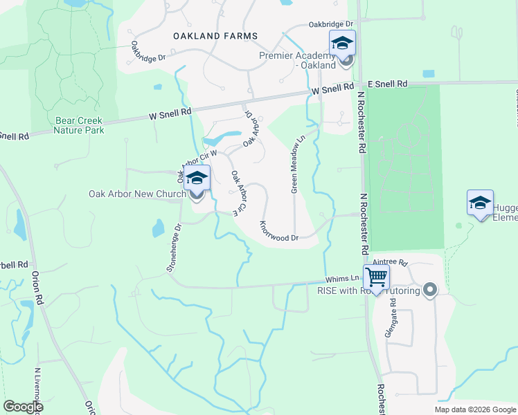 map of restaurants, bars, coffee shops, grocery stores, and more near 303 Knorrwood Drive in Rochester