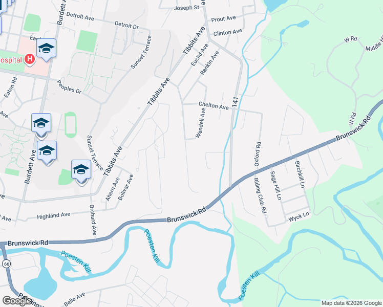 map of restaurants, bars, coffee shops, grocery stores, and more near 4 Stanford Avenue in Troy