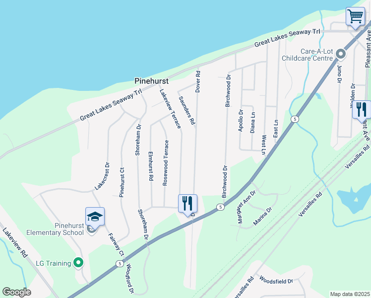 map of restaurants, bars, coffee shops, grocery stores, and more near 5862 Lakeview Terrace in Lake View