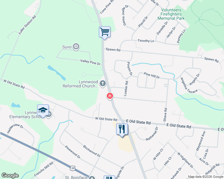 map of restaurants, bars, coffee shops, grocery stores, and more near 807 Rainbow Drive in Schenectady