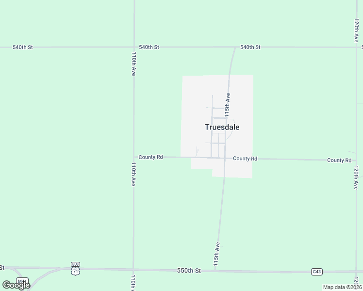 map of restaurants, bars, coffee shops, grocery stores, and more near 202 County Road in Truesdale