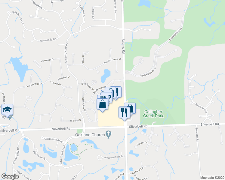 map of restaurants, bars, coffee shops, grocery stores, and more near 3102 Silverbrook Drive in Rochester Hills