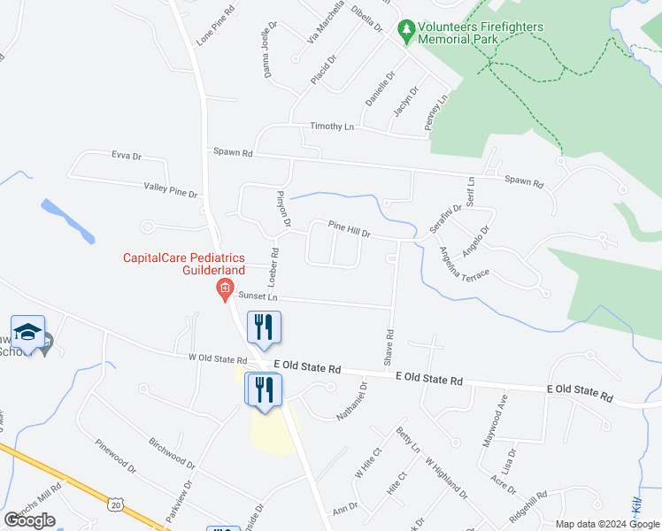 map of restaurants, bars, coffee shops, grocery stores, and more near 933 South Pine Hill Drive in Schenectady