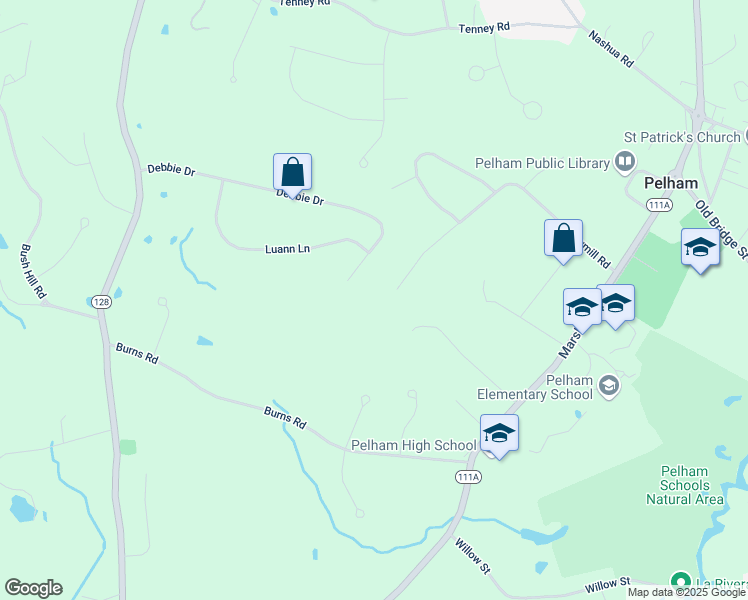 map of restaurants, bars, coffee shops, grocery stores, and more near 24 Sawmill Road in Pelham