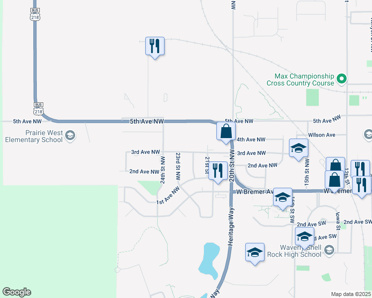 map of restaurants, bars, coffee shops, grocery stores, and more near 2208 3rd Avenue Northwest in Waverly