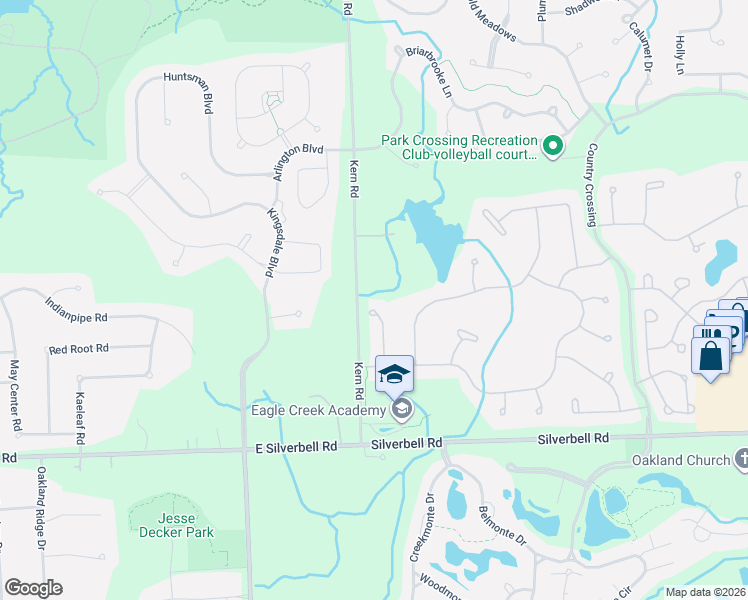 map of restaurants, bars, coffee shops, grocery stores, and more near 3575 Kern Road in Oakland charter Township