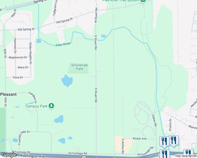 map of restaurants, bars, coffee shops, grocery stores, and more near 445 South Stuart Road in Mount Pleasant