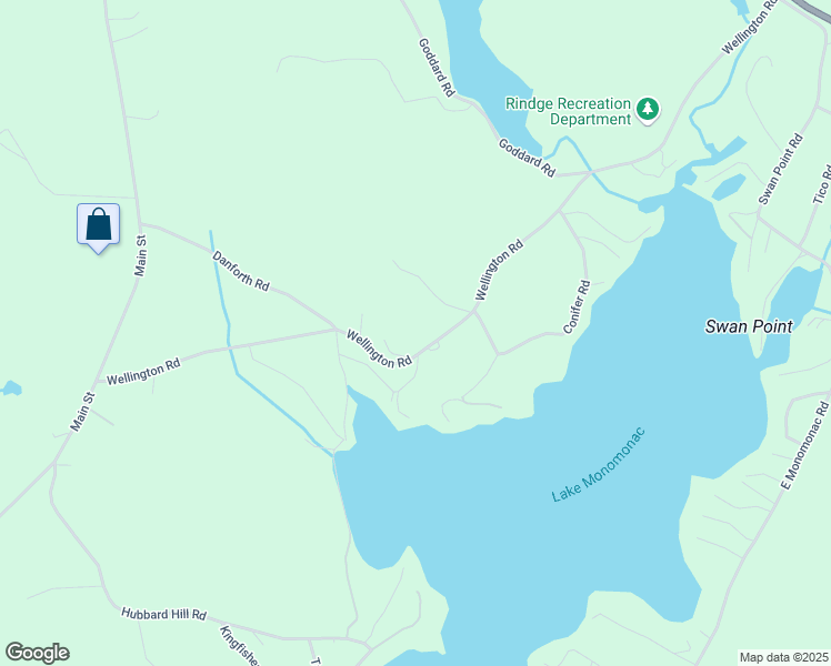 map of restaurants, bars, coffee shops, grocery stores, and more near 161 Wellington Road in Rindge