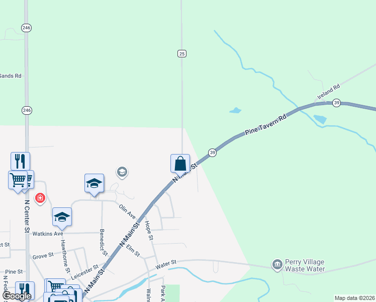 map of restaurants, bars, coffee shops, grocery stores, and more near 8 Simmons Road in Perry