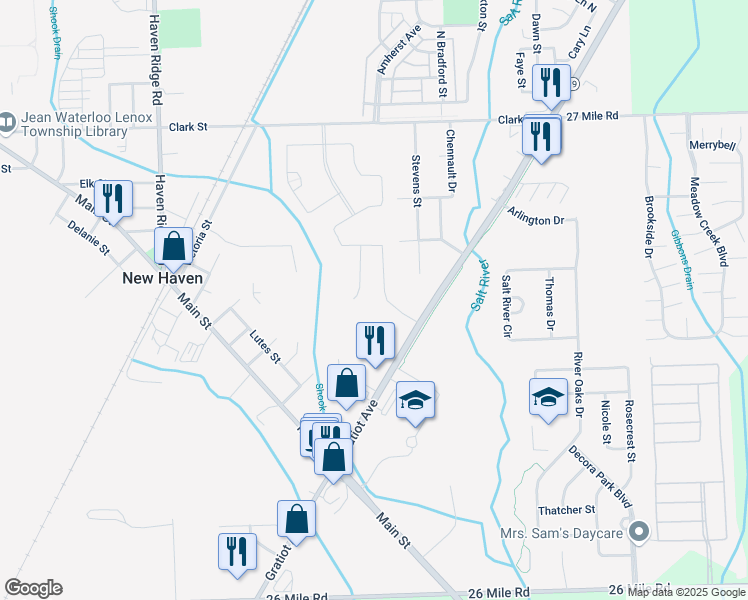 map of restaurants, bars, coffee shops, grocery stores, and more near 58528 Pembrooke Avenue in New Haven