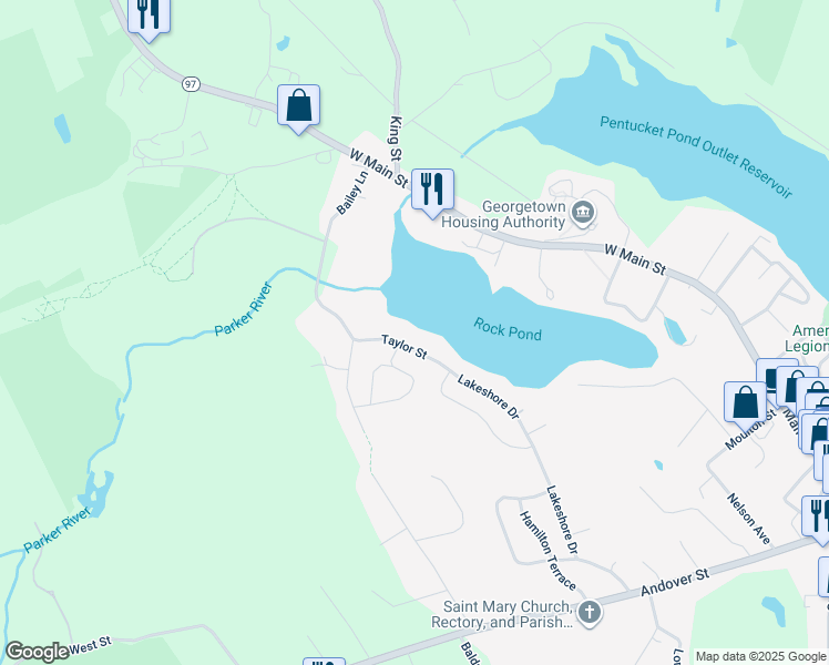 map of restaurants, bars, coffee shops, grocery stores, and more near 24 Taylor Street in Georgetown