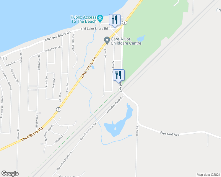 map of restaurants, bars, coffee shops, grocery stores, and more near 5810 Walden Drive in Lake View