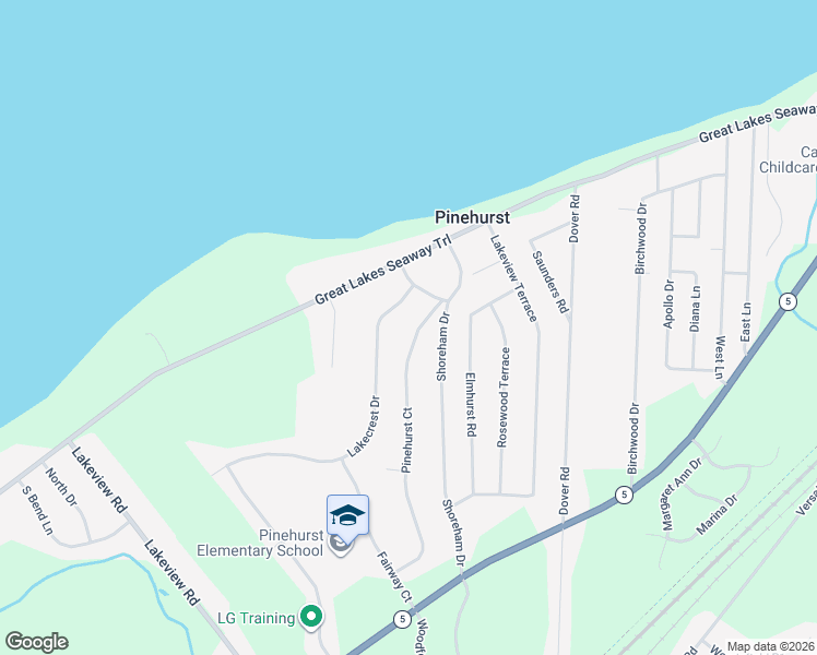 map of restaurants, bars, coffee shops, grocery stores, and more near 5802 Pinehurst Court in Lake View