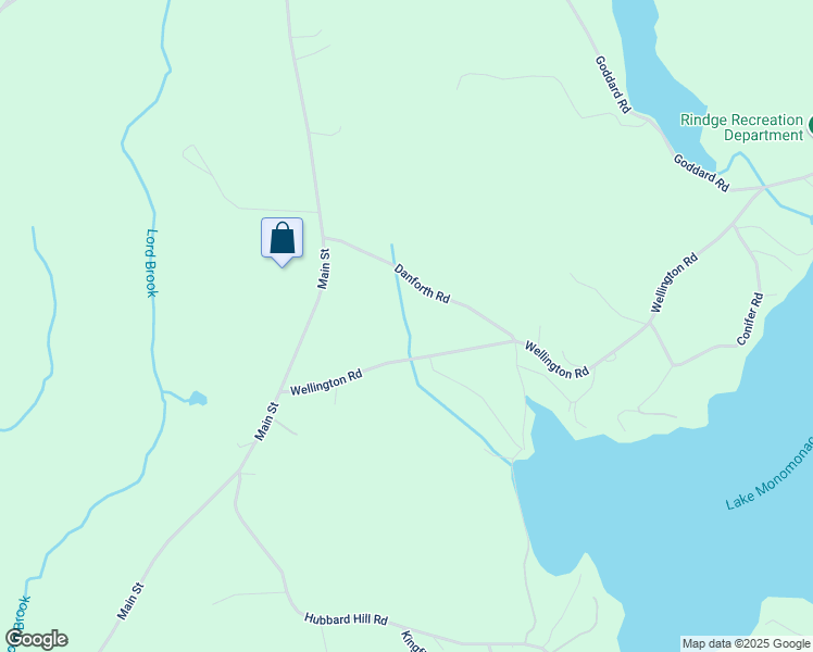 map of restaurants, bars, coffee shops, grocery stores, and more near 44 Danforth Road in Rindge