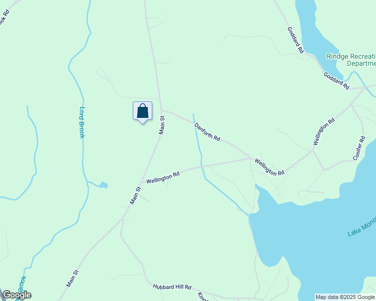 map of restaurants, bars, coffee shops, grocery stores, and more near 44 Danforth Road in Rindge