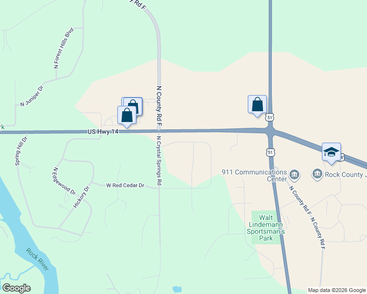 map of restaurants, bars, coffee shops, grocery stores, and more near 1935-2099 U.S. 14 in Janesville