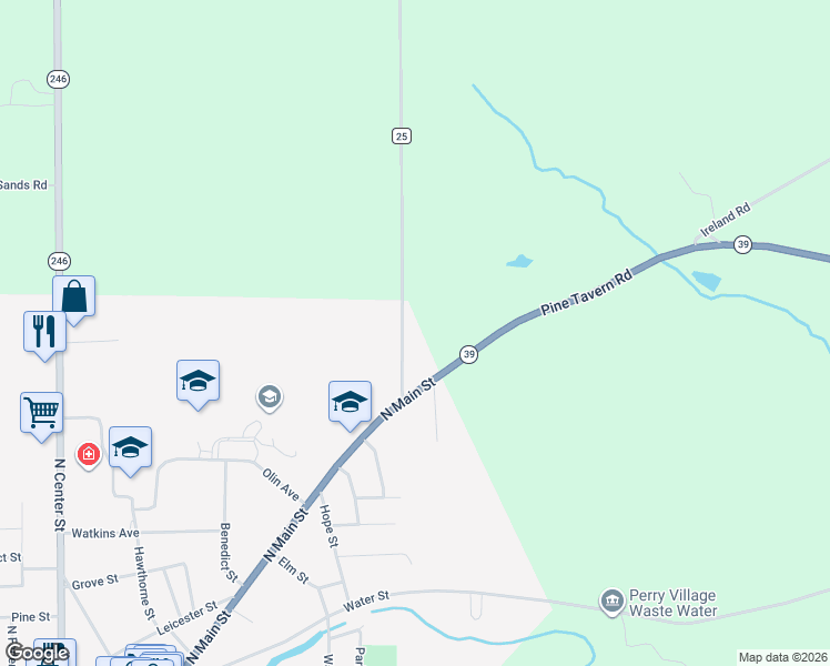 map of restaurants, bars, coffee shops, grocery stores, and more near 8 Simmons Road in Perry