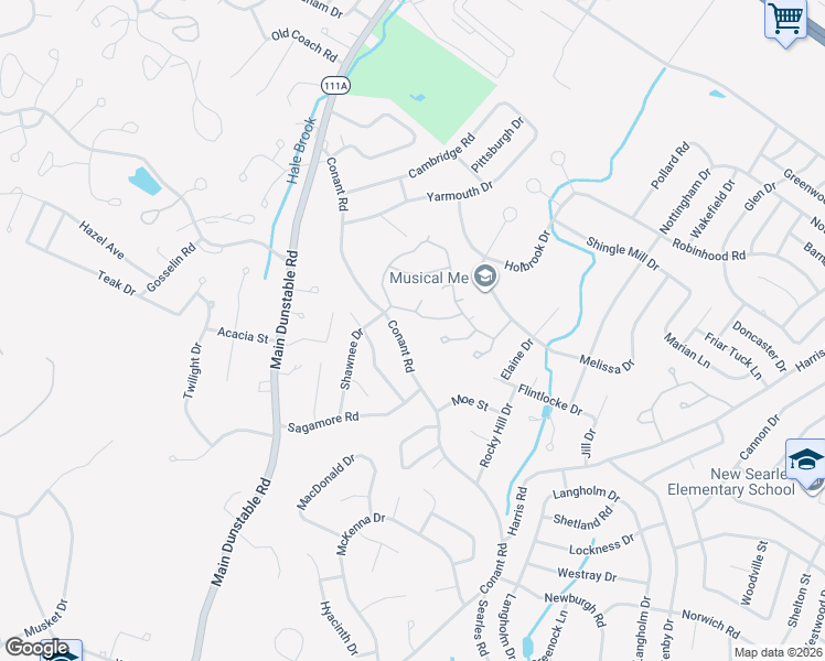 map of restaurants, bars, coffee shops, grocery stores, and more near 48 Conant Road in Nashua