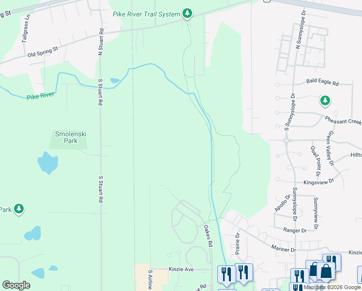 map of restaurants, bars, coffee shops, grocery stores, and more near 445 South Stuart Road in Racine