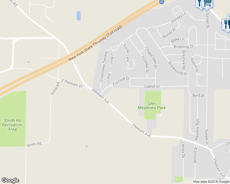 map of restaurants, bars, coffee shops, grocery stores, and more near 3522 Pleasant Avenue in Hamburg