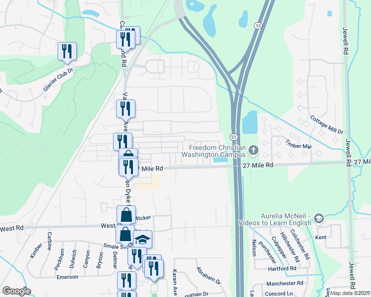 map of restaurants, bars, coffee shops, grocery stores, and more near 8891 Christopher Street in Washington
