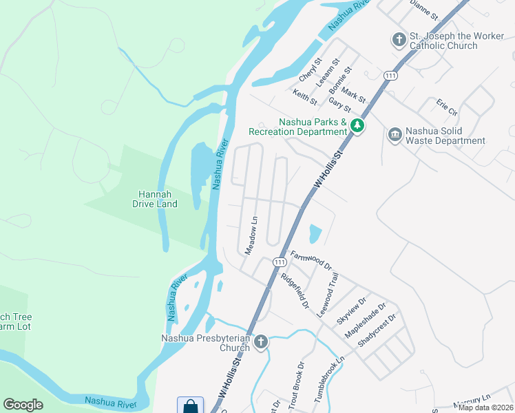 map of restaurants, bars, coffee shops, grocery stores, and more near 27 Sunrise Trail in Nashua