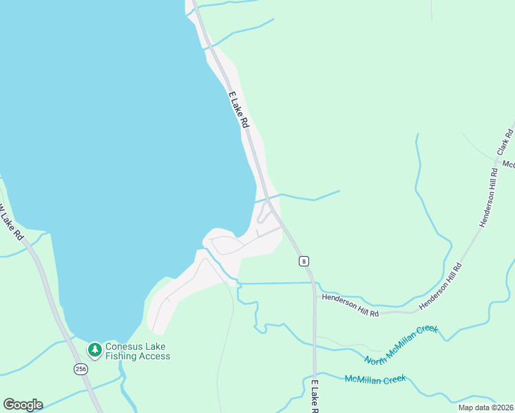 map of restaurants, bars, coffee shops, grocery stores, and more near 5767 McMillan Lane in Conesus