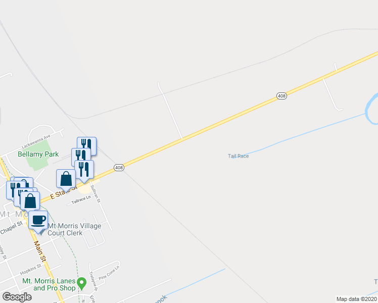 map of restaurants, bars, coffee shops, grocery stores, and more near 3076 Mount Morris Geneseo Road in Mount Morris