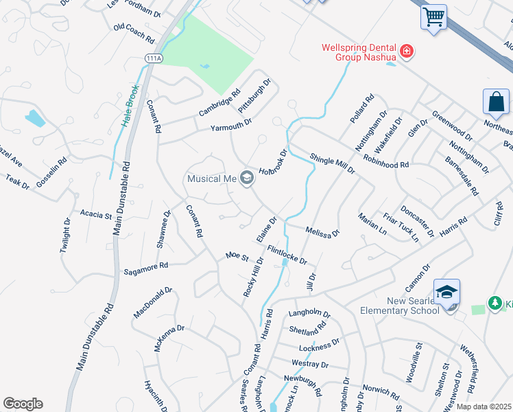 map of restaurants, bars, coffee shops, grocery stores, and more near 8 Burgundy Drive in Nashua