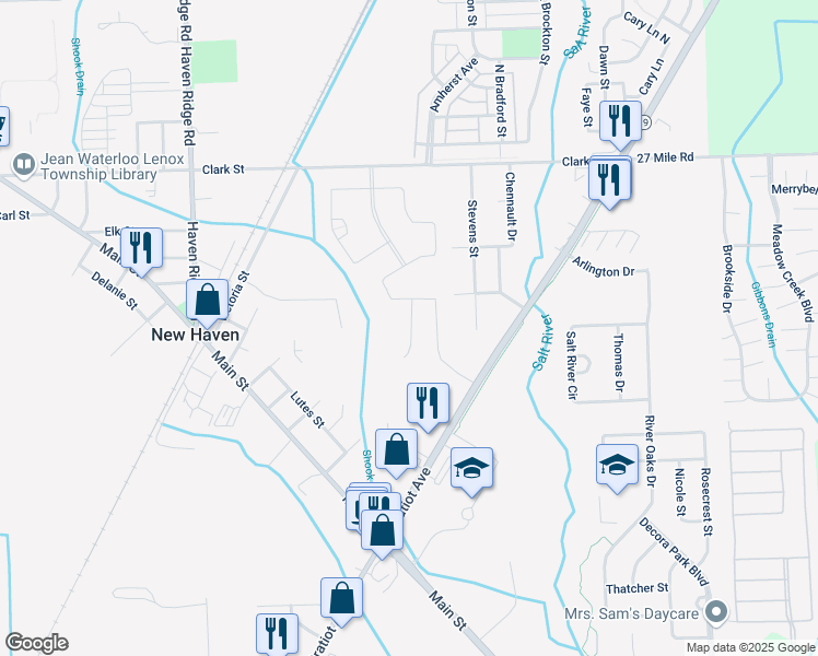 map of restaurants, bars, coffee shops, grocery stores, and more near 58528 Pembrooke Avenue in New Haven