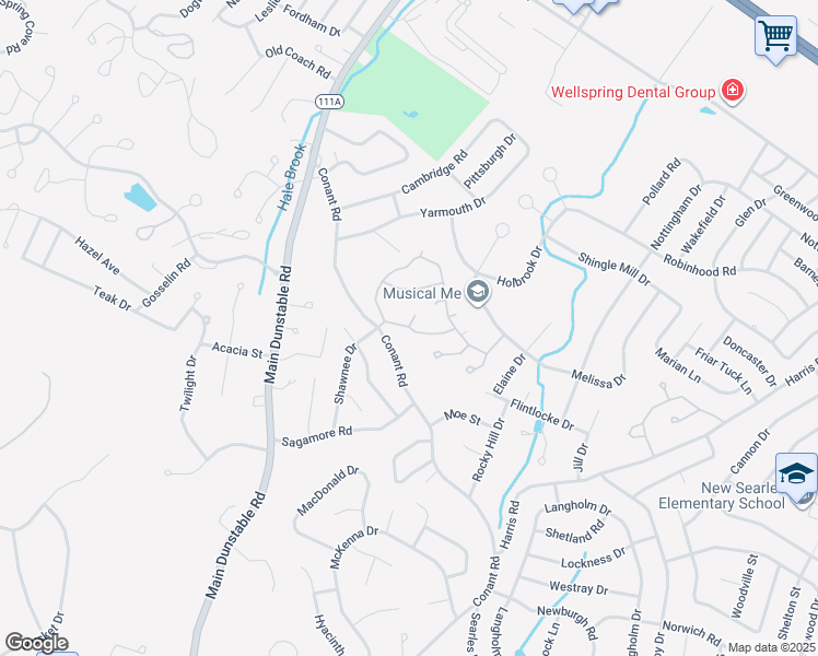 map of restaurants, bars, coffee shops, grocery stores, and more near 67 Burgundy Drive in Nashua
