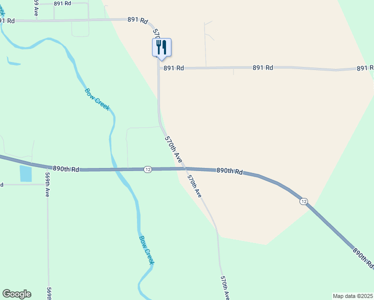 map of restaurants, bars, coffee shops, grocery stores, and more near 89031 570 Avenue in Wynot