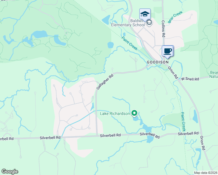 map of restaurants, bars, coffee shops, grocery stores, and more near 4705 Gallagher Road in Rochester