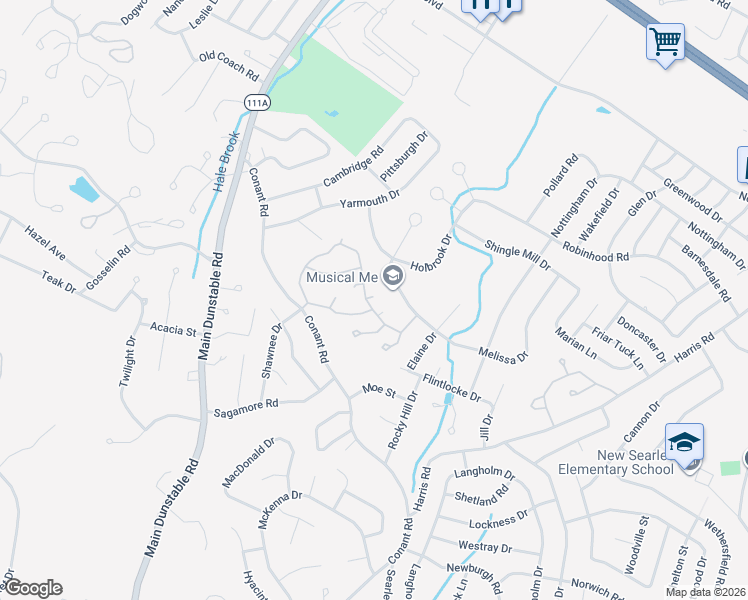 map of restaurants, bars, coffee shops, grocery stores, and more near 3 Riesling Place in Nashua