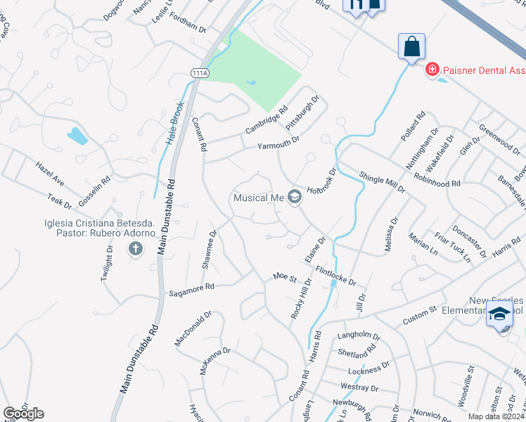map of restaurants, bars, coffee shops, grocery stores, and more near 24 Burgundy Drive in Nashua