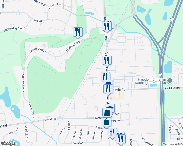 map of restaurants, bars, coffee shops, grocery stores, and more near 7657 Capital Circle North in Washington