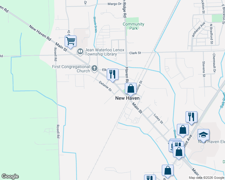 map of restaurants, bars, coffee shops, grocery stores, and more near 58531 Main Street in New Haven