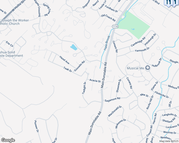 map of restaurants, bars, coffee shops, grocery stores, and more near 1 Twilight Drive in Nashua