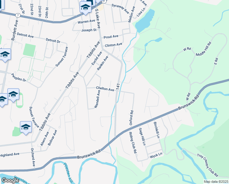map of restaurants, bars, coffee shops, grocery stores, and more near 38 Chelton Avenue in Troy