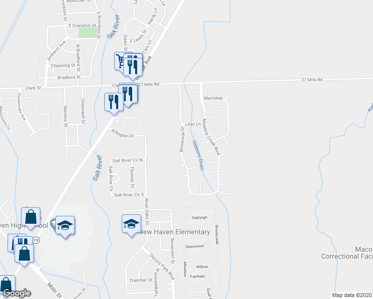 map of restaurants, bars, coffee shops, grocery stores, and more near 33057 Elm Court in New Haven