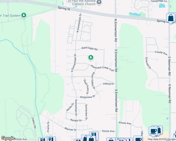 map of restaurants, bars, coffee shops, grocery stores, and more near 6323 Ptarmigan Road in Racine